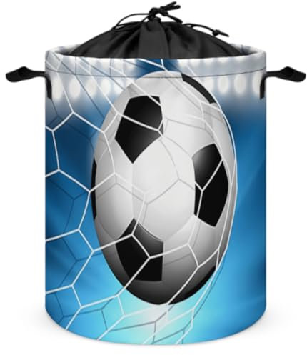 Wäschekorb Kinder Zusammenklappbar Wasserdicht Oxford Tuch Schmutzige Wäsche Korb, Graffiti Fußball-Muster, Waschen Korb, Bad Spielzeug Lagerung Korb, Kinderzimmer Dekoration (Farbe 5,44x44cm)