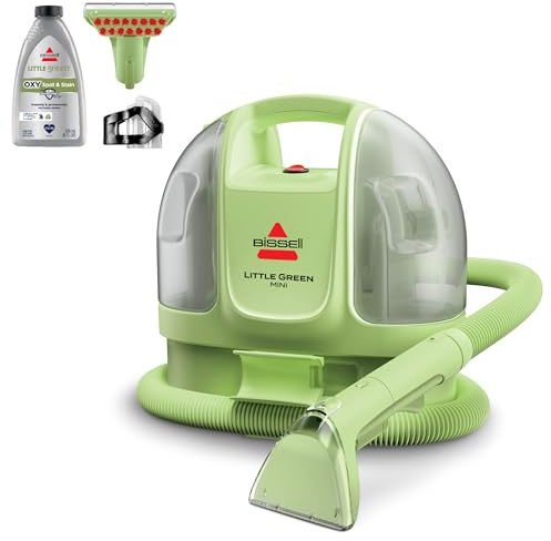 BISSELL Little Green Mini Portable Carpet and Upholstery Deep Cleaner, Car/Auto Detailer, with HydroRinse Self-Cleaning Tool and 4 Tough Stain Tool, Tea Green, 4075