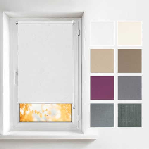 Estores enrollables de Interior sin taladrar - Blanco 80 x 120 cm - Persianas traslúcidas - se Pueden Montar sin taladrar, privacidad Temporal, protección Solar