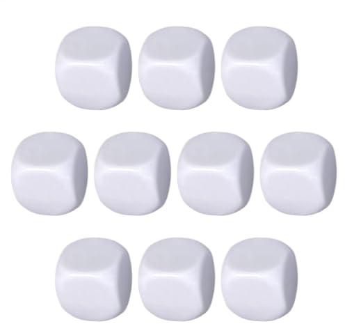 Lot de 10 dés vierges arrondis en acrylique blanc pour jeux de société, autocollants, comptage des mathématiques