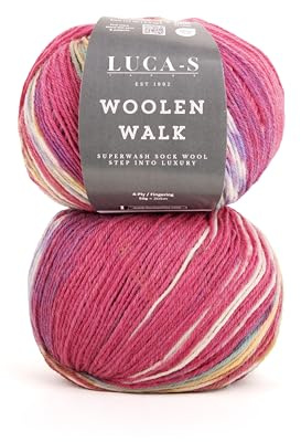Set of 2 Superwash Sock Wool for Knitting, 4 Ply Sock Yarn from 75% Pure Wool - 25% Polymide, 50g Sock Hand Knitting Yarn