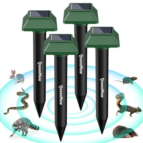 Maulwurf Vertreiber, Maulwurfschreck Solar,Ultraschall Katzenschreck,Bewegungsmelder und Blitz,Wühlmaus Vertreiben für Draußen,Wühlmausschreck für Maulwürfe, Taschenratten,Schlangen,Wühlmäuse