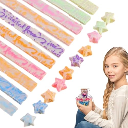Strisce di carta a forma di stella, fogli glitterati pieghevoli fortunati, strisce luminose per lavori fai da te, fluorescenti per decorazioni fai da te, per feste, San , regalo di