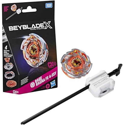 Beyblade X Rage Ragna FE 4-55Y CX Infinity-startpaketset, Takara Tomy-snurra av uthållighetstyp och avfyrare, stridssnurror, tävlingsleksaker, från 8 år