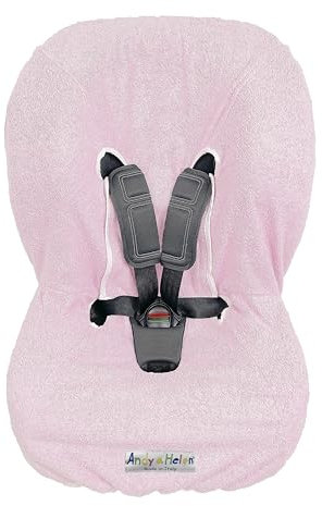 Andy & Helen 9001MAXI Copri Seggiolone Auto Spugna Maxi di Cotone 100% Copriseduta Universale, Antiallergico per Bambino e Neonato - Made in Italy (Rosa)