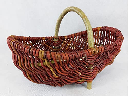 Panier de jardin en osier naturel, fait main, forme ovale, pour champignons, légumes, fruits, saule non pelé, 55 x 33 H 15/28 cm