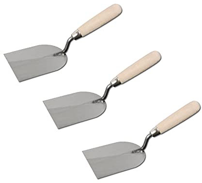 3er Set DEWEPRO® Gipserspachtel - Extra stabile Stuckateurkelle mit 100mm Stahlblatt und Holzgriff - Profi Handwerkerqualität