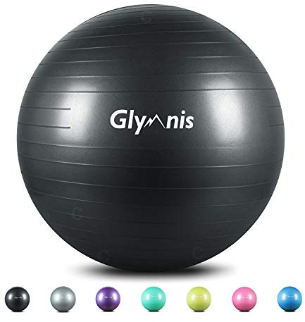 Glymnis Ballon de Fitness Ballon de Gymnastique 55cm 65cm 75cm Balle d’Exercice Antidérapant Maximale jusqu'à 300 kg