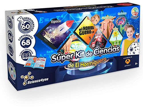 Science4you-Super Kit de Ciencias de El Hormiguero para Niños – Juguete Científico 60 Experimentos y 2 Libros Educativos, Regalo Educativo Original del Hormiguero para Niñas y Niños de 7 8 9+ Años