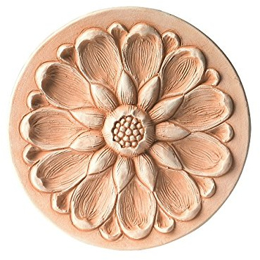 Generico Rosone Margherita (2 Pezzi) in Terracotta Pannelli a Muro Decorativi Fatti a Mano Made in Italy Quadro in Cotto Coccio Naturale per Casa e Giardino