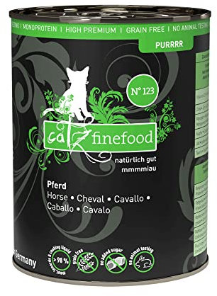 catz finefood Purrrr Pferd Monoprotein Katzenfutter nass N° 123, für ernährungssensible Katzen, 70% Fleischanteil, 6 x 400g Dose