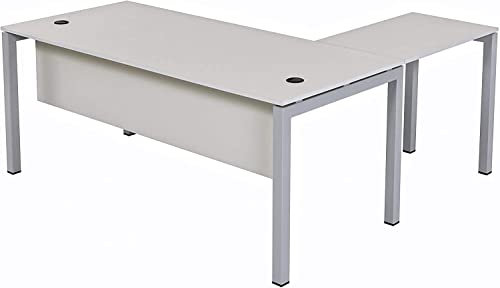 furni24 Schreibtisch Tetra 180 cm grau Winkelschreibtisch Homeoffice Seminartisch Anbautisch rechts o. Links montierbar