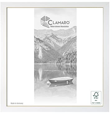 Clamaro 'COLLAGE' marco de fotos cuadrado 14x14 | Blanco Mate | moderno marco para cuadros de tablero MDF con cristal de vidrio acrílico, placa trasera y colgador (horizontal y vertical)