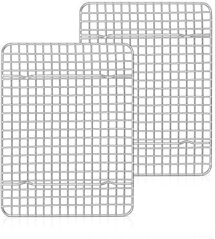 Herogo,Set di 2 griglie di raffreddamento, in acciaio inox, 30x23x2 cm, adatto a grandi teglie da forno, in metallo, per cottura, raffreddamento, sano e antiruggine, adatto per forno e lavastoviglie