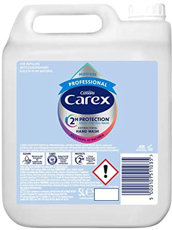Carex Moisture Antibacterial Hand Wash, Kills Bacteria & Viruses, Dermatologically Tested Liquid Soap that Cleans & Protects Hands, 5 Litre (Pack of 1)