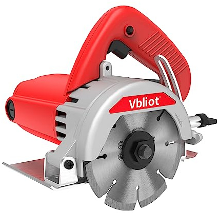 VBLIOT 4-3/8-Inch Tile Saw, 1400W 12A Concrete Wet Saw Handheld Cutting Carving Machine, Includes Carbon Brush Wrench Diamond Cutting Disc