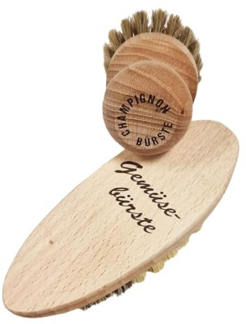 Spazzola per verdure e champignon, set di 2 spazzole per la pulizia delle verdure, 100% naturale, 2 pezzi