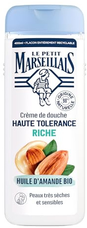 Le Petit Marseillais | Crema doccia ad alta tolleranza ricco olio di mandorle biologico (flacone da 400 ml) – 98% di ingredienti di origine naturale – Gel doccia per pelli molto secche e sensibili