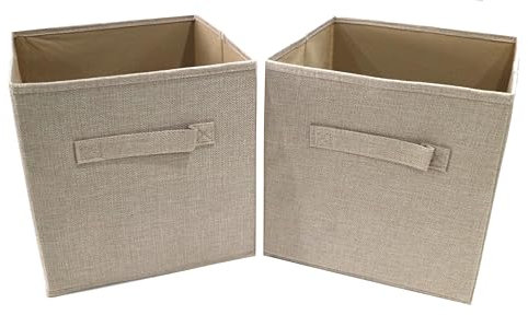 Clay Roberts Storage Cubes, Storage Boxes, Pack of 2, Stone, Fabric Basket Set for Storage Units, 25cm x 25cm x 25cm, Beige Baskets, Boxes, Box, Unit Cubes