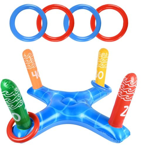 ONRAGT Giochi Piscina, Giochi Gonfiabili per Piscina, Galleggiante Cerchio Giocattoli da Lancio, Estate Esterno Piscina Festa Giochi per Bambino Adulto Famiglia