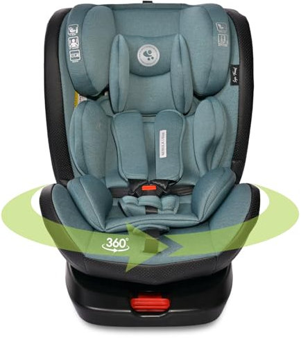 Lorelli Auto Kindersitz Nebula mit Isofix, 360 Grad drehbar, (0-36 kg) Mitwachsender Autositz i-Size 40-150cm - Gruppe 0+/1/2/3, Babysitz ab Geburt, 5-Punkt-Gurt, Einstellbare Kopfstütze, blau