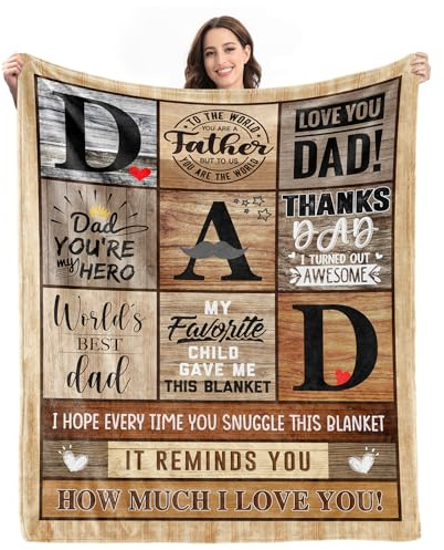 Gifts for Dad from Daughter Son - Fathers Day Dad Gifts for Birthday Valentines Day Christmas - Fathers Gift Ideas - 60x50 Soft Flannel Blanket Gifts for Him Anniversary