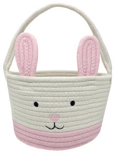 Osterkorb, Osterhasenkorb-Set für die Ostereiersuche, Ostereiersuche-Taschen mit Henkel, Ostersack Taschen, Geschenkkörbe für Kinder, Bevorzugung für Kinder auf Osterparty (Rosa)