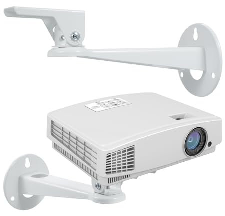 Kavolet Projector Wall Mount, Adjustable Angle Mini Projector Bracket with Cable Hole, Rotatable Head, 1.5kg Capacity, for Universally Mini Projectors (white)