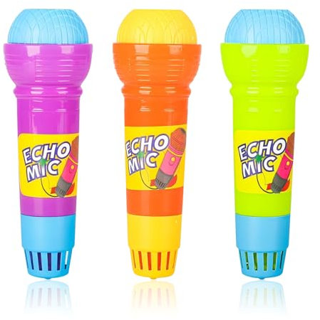 Falafoty 3Pcs Microphone écho pour Enfants Accessoire de Jouet Chantant, Novelty Microphone Jouet Microphone de Karaoké Amplificateur de Voix Jouet Rétro, Enfants Echo Micro Voix Changeur Jouet