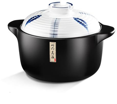 Clay Cooking Pots,with Lid Japanese Heat Resistant Casserole Stew Soup Earthenware Hot Pots for Cooking Delectable Soups(5L)