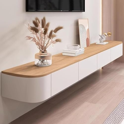 Mobile TV a Parete in Legno Massello, Mobile Sotto TV Sospeso, Design Moderno, Struttura Sospesa per Soggiorno/Camera da Letto, Legno Naturale e Costruzione Resistente (colore legno, 180cm/70.8in)