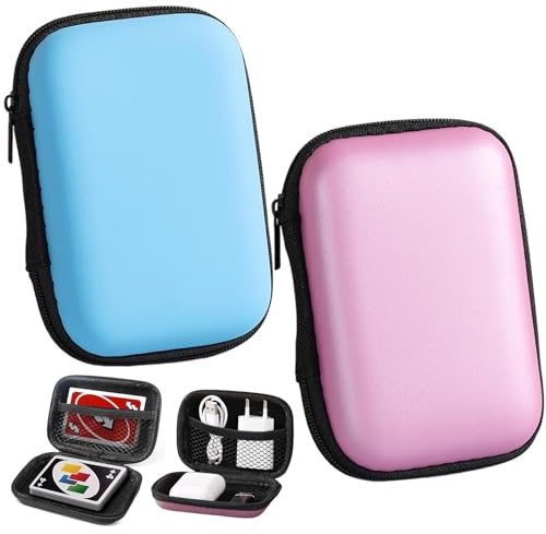Larfraecy Playing Card Case, 2 Pcs Waterproof UNO Card Case - Portable EVA Playing Card Holder for Travel, Camping & Outdoor Games, Data Cable Storage Case