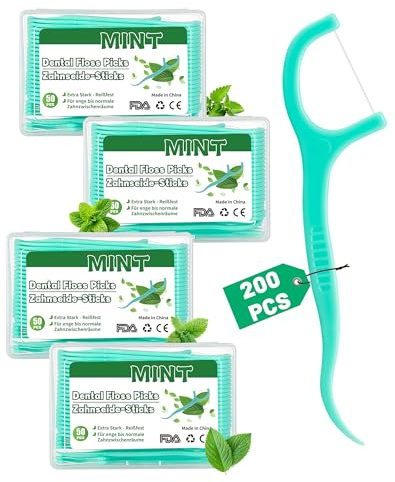 200 Hilo dental a Menta arcos dentales Palillos de hilo dental con mango seda dental dental floss 4x50 Flossers con Cajas Portatiles