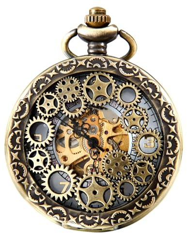 Montre de Poche M¨¦canique Avaner Montre Gousset Montre Homme Couvercle Transparente Cadran Chiffres Romains Bracelet Montre Gousset Blanc