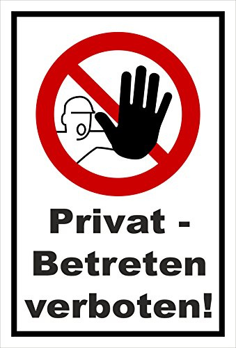 Schild - Privat-grundstück - Betreten Zutritt verboten - entspr. DIN ISO 7010 / ASR A1.3 – 15x10cm | stabile 3mm starke PVC Hartschaumplatte – S00356-001-A +++ in 20 Varianten erhältlich