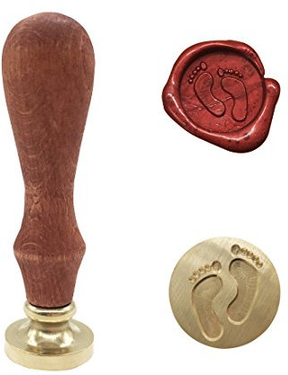 Baby Fuß Wachs Siegelstempel Vintage Retro Kunst Handwerk Romantisches Symbol Wachssiegelstempel Metallstempel Ausgefallene Grüße für Geschenkverpackung Einladung Brief (Gold-Baby Foot)