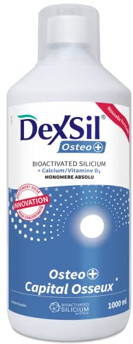Dexsil Osteo+ - Complément Alimentaire pour Maintenir la Santé Osseuse - A Base de Silicium Organique Bio-activé, Calcium, Vitamine D - Solution Buvable - 1000 mL