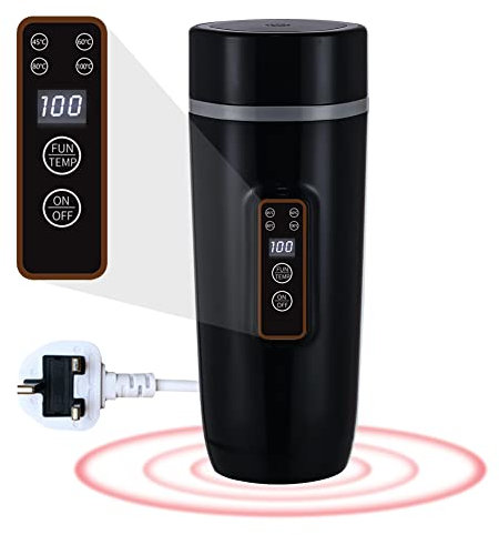 350ML Portable Travel Kettle with 4 Temperature Settings, Small Electric Kettle with Digital Screen, Leak-proof Electric Heating Cup 304 Stainless Steel Tea Kettle, Auto Off, 5 Minutes Fast Boil