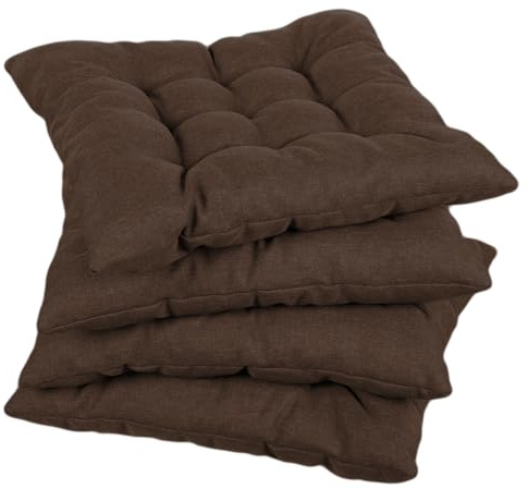 gutekissen Coussin de Chaise piqué carré Garniture pour chaises/bancs pour la Maison et Le Jardin Coussin d'assise Coussin d'assise de Jardin Nombreuses Couleurs (40x40, Marron, 4)