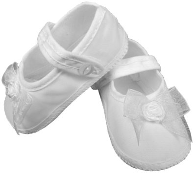 Little Things Mean A Lot Girls White Organza Christening Shoe - Size 2-3-6 Months
