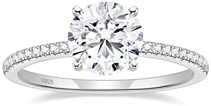 POMODA 1.2 CT Moissanite Engagement Rings for Women D Color VVS1 Clarity 925 Sterling Silver Round Cut Halo Moissanite Solitaire Wedding Promise Rings for Her Size 7