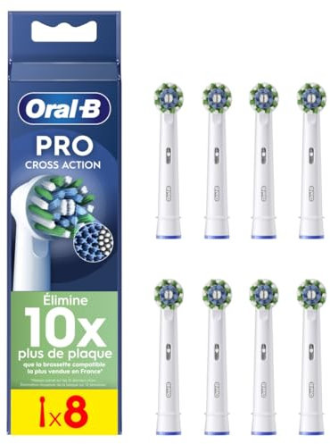 Oral-B Pro Cross Action Brossettes pour Brosse à dents électriques, Pack De 8 Unités