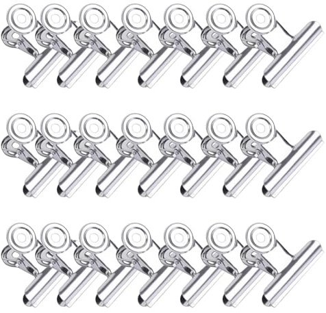 Pince Bulldog,Bureau Binder Clips 22mm 100 Pièces Pince Papier Fichier,Pinces à Photo Pince Metallique,Binder Clips Métal Argent