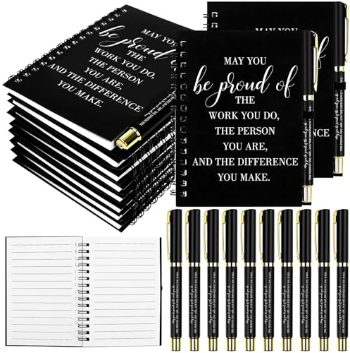 HAOWANWW 10 Pack Employee Appreciation Gifts A6 Notebook Journals and Motivational Ballpoint Pens Business Inspirational Team Together Notebooks Thank You Gifts for Boss Coworker Colleague Office