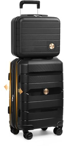 Sea choice Bagage set 2 stycken 20 tum expanderbar resväska i polypropylen Resväska med hårt skal Kabinbagage med kosmetikask 8 Spinnerhjul TSA-lås