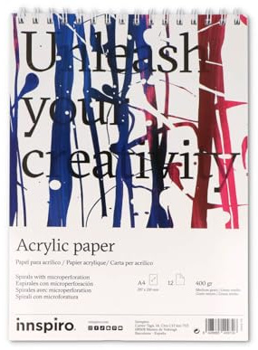 INNSPIRO Bloc papier acrylique A4 12 pages 400g.