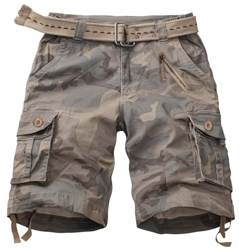 KOCTHOMY Damen Wander-Cargo-Shorts 17,8 cm Bermuda Kurze Hose Lässige Sommer Camo Shorts mit Reißverschlusstaschen Kein Gürtel, 50