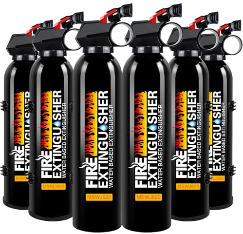 6Pack Fire Extinguisher for Home - 8 in 1 Portable A, B, C, K Fire Extinguishers with Mount, 620ml Emergency Survival Extinguisher for Vehicle, Car, Boat, Truck & Office, Versatile Fire Protection