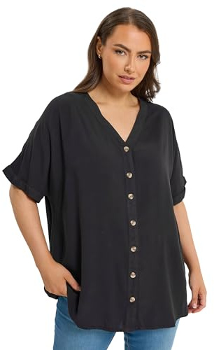 Yours Curve Chambray Button Through Blouse - Women's - Plus Size Curve