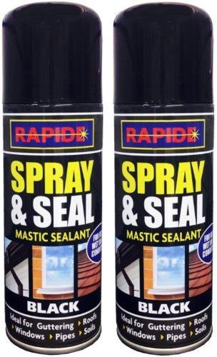 Spray N Seal Mastic Black Spray Paint Sealant Roof Window Pipes Guttering 200ml (2)